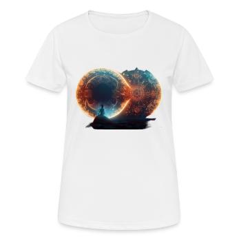 Portal2portal - Frauen T-Shirt atmungsaktiv - Weiß - Vorne - AI Model Female 172 dark (172cm)
