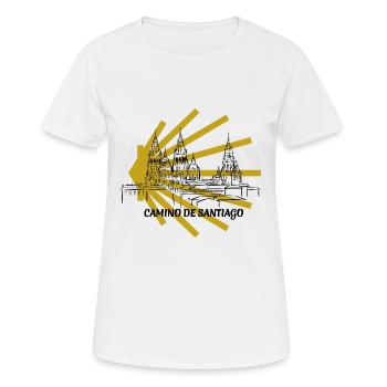 Camino - Camino de Santiago - Pèlerinage - Santiago - T-shirt respirant Femme - blanc - Devant - AI Model Female 172 dark (172cm)