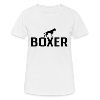 BOXER Chien Race Chiens Wilsigns - T-shirt respirant Femme - blanc - Devant - AI Model Female 172 dark (172cm)