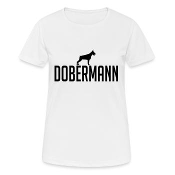 DOBERMANN Chiens de race de chien Wilsigns - T-shirt respirant Femme - blanc - Devant - AI Model Female 172 dark (172cm)