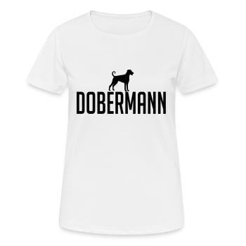 DOBERMANN Chiens de race de chien Wilsigns - T-shirt respirant Femme - blanc - Devant - AI Model Female 172 dark (172cm)