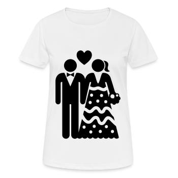 Couple Mariage Mariage Couple - T-shirt respirant Femme - blanc - Devant - AI Model Female 172 dark (172cm)