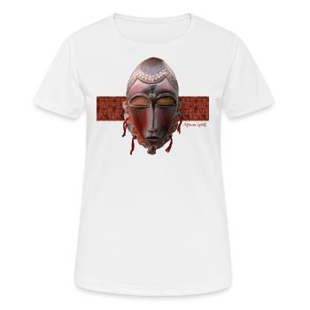 Masque africain, OUEST - T-shirt respirant Femme - blanc - Devant - AI Model Female 172 dark (172cm)