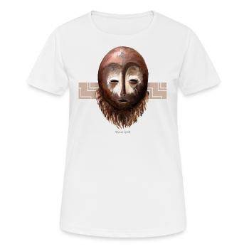 Masque africain, MBOGO - T-shirt respirant Femme - blanc - Devant - AI Model Female 172 dark (172cm)
