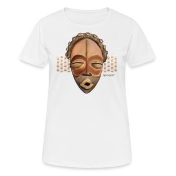 Masque africain, INTOU - T-shirt respirant Femme - blanc - Devant - AI Model Female 172 dark (172cm)