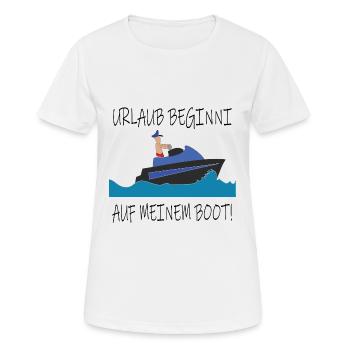 Les vacances commencent sur mon bateau Capitaine d'été - T-shirt respirant Femme - blanc - Devant - AI Model Female 172 dark (172cm)