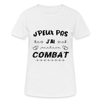 J PEUX PAS J'AI COMBAT - T-shirt respirant Femme - blanc - Devant - AI Model Female 172 dark (172cm)