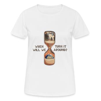 Rettet den Planeten Klimawandel Erderwärmung - Frauen T-Shirt atmungsaktiv - Weiß - Vorne - AI Model Female 172 dark (172cm)