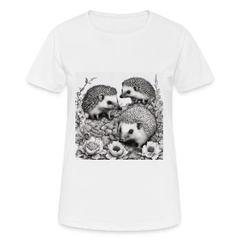 Igel-Familie - Frauen T-Shirt atmungsaktiv - Weiß - Vorne - AI Model Female 172 dark (172cm)