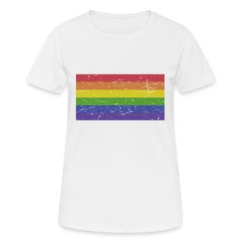 Drapeau arc-en-ciel vintage LGBT - T-shirt respirant Femme - blanc - Devant - AI Model Female 172 dark (172cm)