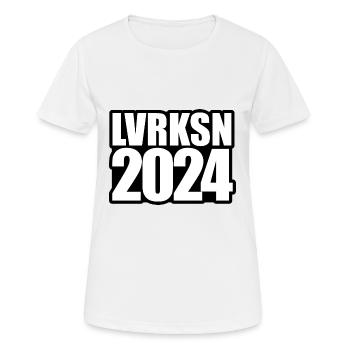 LVRKSN - Leverkusen - Deutscher Meister 2024 - Frauen T-Shirt atmungsaktiv - Weiß - Vorne - AI Model Female 172 dark (172cm)