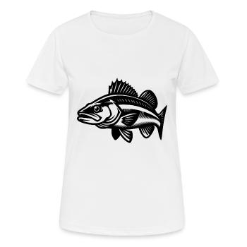 Schwimmender Zander Fisch - Frauen T-Shirt atmungsaktiv - Weiß - Vorne - AI Model Female 172 dark (172cm)