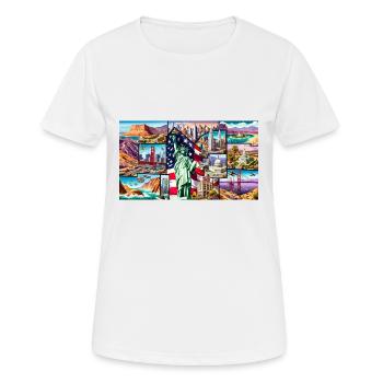 United States - Frauen T-Shirt atmungsaktiv - Weiß - Vorne - AI Model Female 172 dark (172cm)