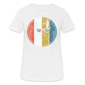 Lama Alpaka mit Sonnenbrille - Vintage Retro - Frauen T-Shirt atmungsaktiv - Weiß - Vorne - AI Model Female 172 dark (172cm)
