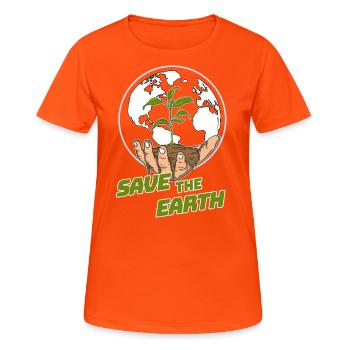 Journée mondiale de la terre pour la protection du climat - T-shirt respirant Femme - orange néon - Devant - AI Model Female 172 dark (172cm)