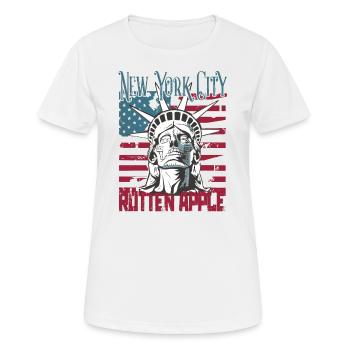 Steampunk NY City verdorbener Apfel USA US Flag - Frauen T-Shirt atmungsaktiv - Weiß - Vorne - AI Model Female 172 dark (172cm)