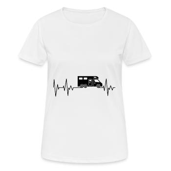 Caravan Heartbeat Camper Camping Travel Excursion - Women's Breathable T-Shirt - white - Front - AI Model Female 172 dark (172cm)