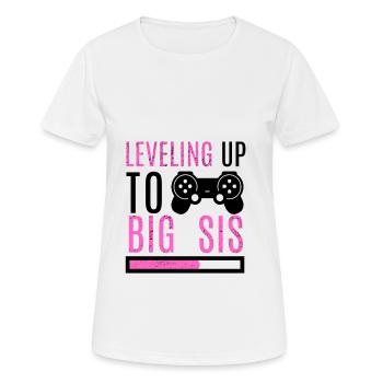 Big Sister Level Gaming Familie Søskende - Dame T-shirt svedtransporterende - hvid - Foran - AI Model Female 172 dark (172cm)