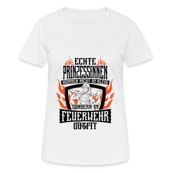 Feuerwehrfrau Freiwillige Feuerwehr Ehrenamt - Frauen T-Shirt atmungsaktiv - Weiß - Vorne - AI Model Female 172 dark (172cm)