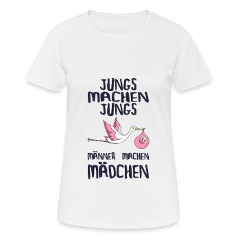 Jungs machen Jungs Männer machen Mädchen Werdender - Frauen T-Shirt atmungsaktiv - Weiß - Vorne - AI Model Female 172 dark (172cm)