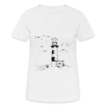 Phare Mouette mer mer nord baltique côte vacances - T-shirt respirant Femme - blanc - Devant - AI Model Female 172 dark (172cm)