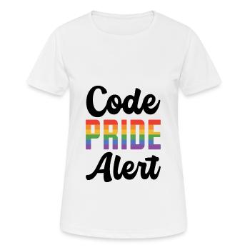 Code Pride Alert Bisexual Lesbian Love Asexual Tra - Frauen T-Shirt atmungsaktiv - Weiß - Vorne - AI Model Female 172 dark (172cm)