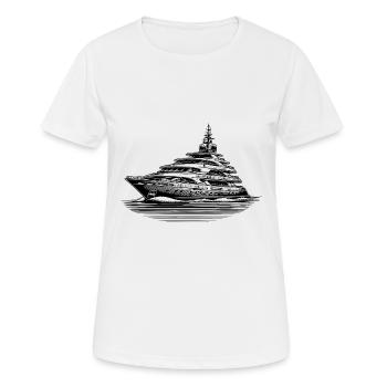 Luxus Motoryacht auf hoher See - Frauen T-Shirt atmungsaktiv - Weiß - Vorne - AI Model Female 172 dark (172cm)