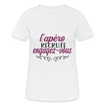 apéro recrute engagez vous - T-shirt respirant Femme - blanc - Devant - AI Model Female 172 dark (172cm)
