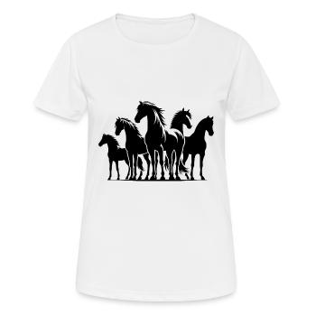 Elegante Pferde mit eleganter wilder Mähne - Frauen T-Shirt atmungsaktiv - Weiß - Vorne - AI Model Female 172 dark (172cm)