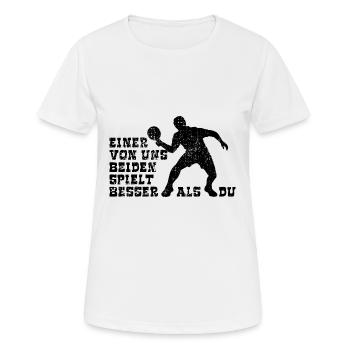 Einer von uns beiden spielt besser Tischtennis - Frauen T-Shirt atmungsaktiv - Weiß - Vorne - AI Model Female 172 dark (172cm)