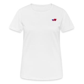 Slowenien Albanien Flagge Herz - Frauen T-Shirt atmungsaktiv - Weiß - Vorne - AI Model Female 172 dark (172cm)