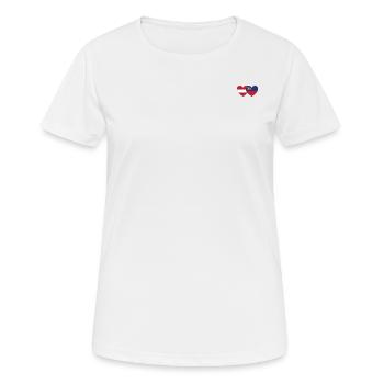 Autriche Liechtenstein Drapeau Coeur - T-shirt respirant Femme - blanc - Devant - AI Model Female 172 dark (172cm)