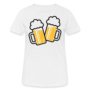 2 Maßkrüge Stoßen An, Prosit! (Bier Maßkrug / 2C) - Frauen T-Shirt atmungsaktiv - Weiß - Vorne - AI Model Female 172 dark (172cm)