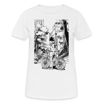 City-Look für MTB-Fans: cooles Biker-T-Shirt - Frauen T-Shirt atmungsaktiv - Weiß - Vorne - AI Model Female 172 dark (172cm)
