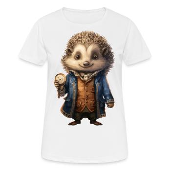 Eleganter Igel mit Taschenuhr - niedliches Design - Frauen T-Shirt atmungsaktiv - Weiß - Vorne - AI Model Female 172 dark (172cm)