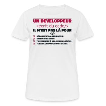 Ein schriftlicher Entwickler von The Gift Code - Frauen T-Shirt atmungsaktiv - Weiß - Vorne - AI Model Female 172 dark (172cm)
