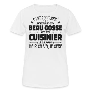 Beau gosse homme cuisinier - T-shirt respirant Femme - blanc - Devant - AI Model Female 172 dark (172cm)