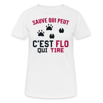 C'est Flo Qui Tire Humour Chaseur Florian Florent - T-shirt respirant Femme - blanc - Devant - AI Model Female 172 dark (172cm)