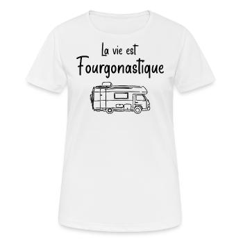 La vie est Fourgonastique humour Fourgon aménagée - T-shirt respirant Femme - blanc - Devant - AI Model Female 172 dark (172cm)