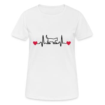 Cat, Kitten and heartline - T-shirt respirant Femme - blanc - Devant - AI Model Female 172 dark (172cm)