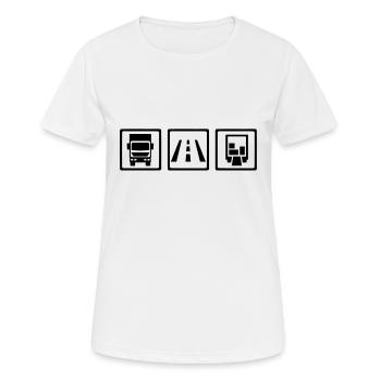 LKW - Frauen T-Shirt atmungsaktiv - Weiß - Vorne - AI Model Female 172 dark (172cm)
