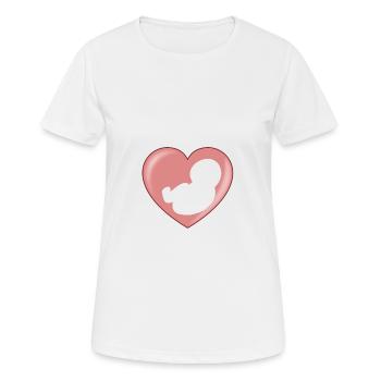 Naissance bébé coeur - coeur naissance - T-shirt respirant Femme - blanc - Devant - AI Model Female 172 dark (172cm)