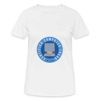 Computer certified - Computer Freak - Frauen T-Shirt atmungsaktiv - Weiß - Vorne - AI Model Female 172 dark (172cm)