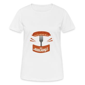 Grill saucisse - grill saucisse - T-shirt respirant Femme - blanc - Devant - AI Model Female 172 dark (172cm)