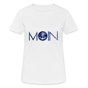 Moin Anker Hamburg Norddeutschland - Frauen T-Shirt atmungsaktiv - Weiß - Vorne - AI Model Female 172 dark (172cm)