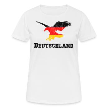 Deutschland-Adler Anflug Greifvogel Schwarzrotgold - Frauen T-Shirt atmungsaktiv - Weiß - Vorne - AI Model Female 172 dark (172cm)