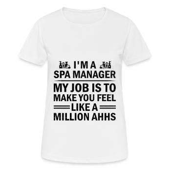 SPA Manager Job Wellness Funny SPA Management Sayi - Women's Breathable T-Shirt - white - Front - AI Model Female 172 dark (172cm)