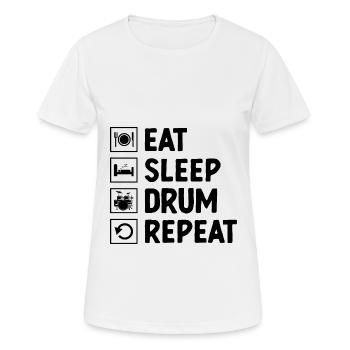 Manger Dormir Tambour Répéter Tambour Tambour - T-shirt respirant Femme - blanc - Devant - AI Model Female 172 dark (172cm)