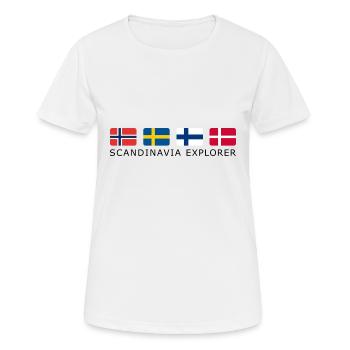 SCANDINAVIA EXPLORER black-lettered - Frauen T-Shirt atmungsaktiv - Weiß - Vorne - AI Model Female 172 dark (172cm)