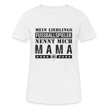 Fussball Mama Shirt ● Lieblingsfussballspieler - Frauen T-Shirt atmungsaktiv - Weiß - Vorne - AI Model Female 172 dark (172cm)